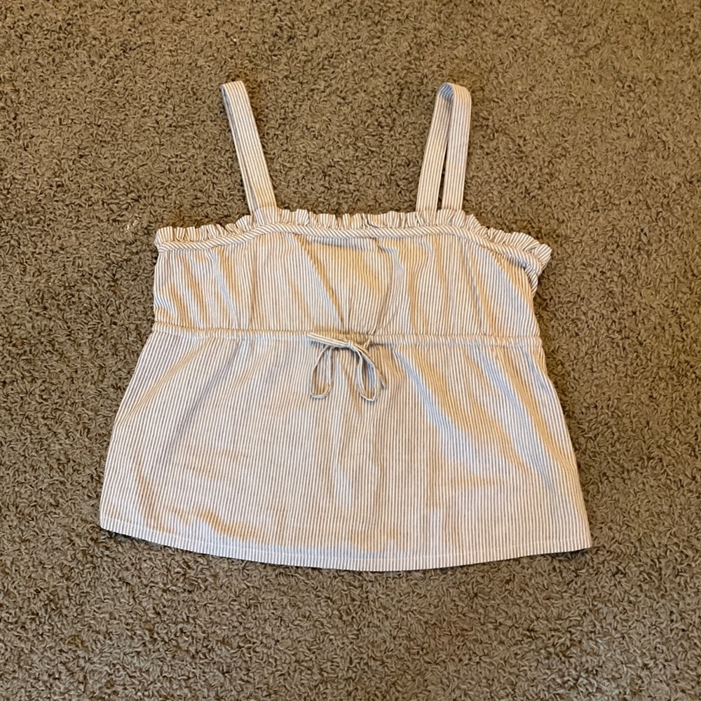 Women’s GAP Brand Beige and Brown Striped Cotton Camisole Tank-Button-Up Back